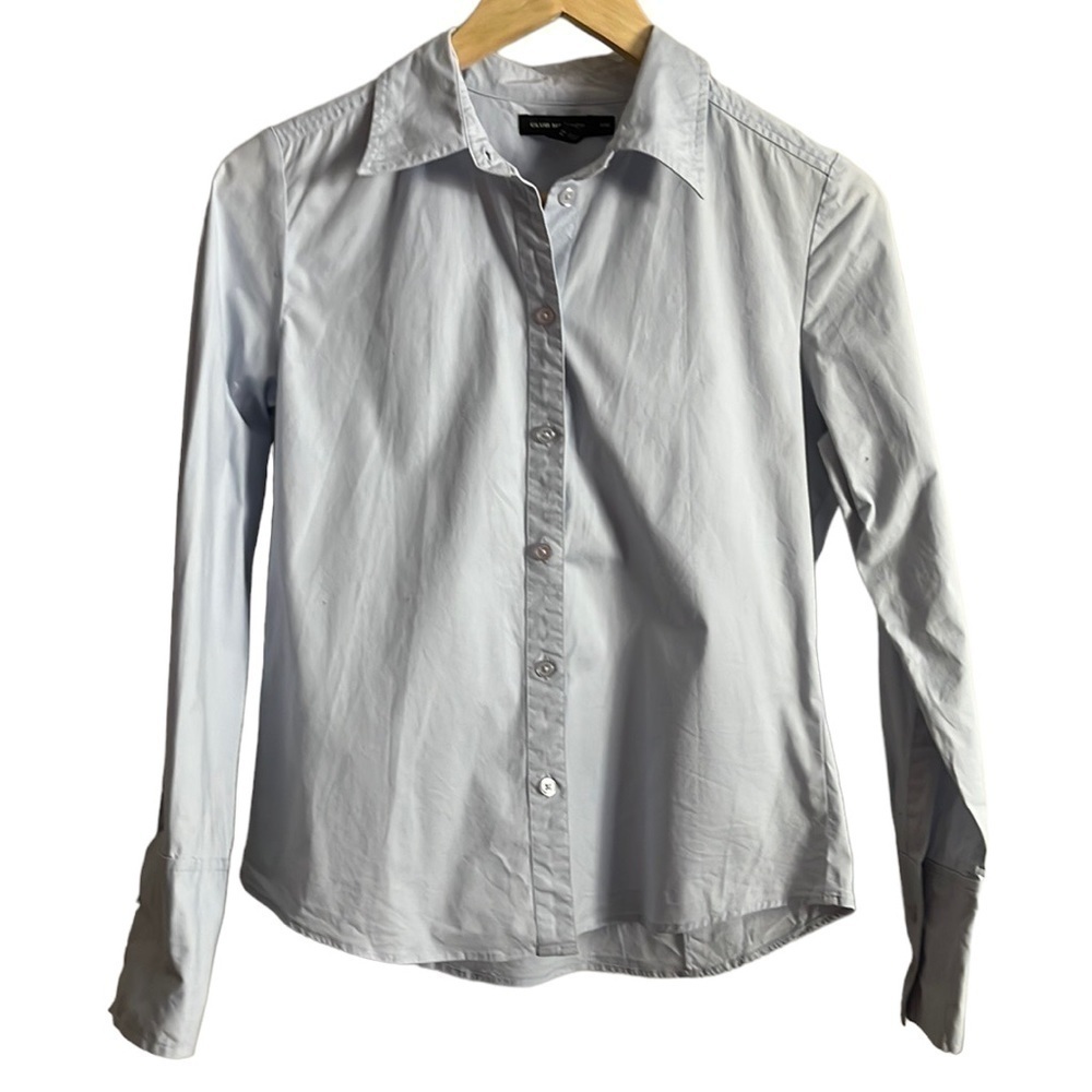 CLUB Monaco light blue cotton button down blouse womens medium